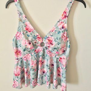 Cupshe Floral Ruffle Tankini Top Plus Size 0x NWT